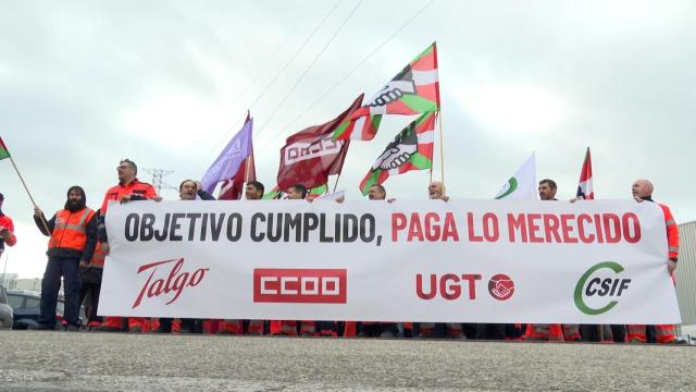 Movilización de los trabajadores de Talgo en Rivabellosa (Álava) el 20 de febrero de 2025.